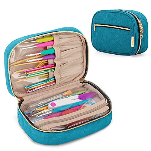 Yarwo Crochet Hook Case, Travel Organizer Bag for Crochet Hooks, Aluminum Crochet Hooks, and Crochet Supplies, Teal (Bag Only) - Image 1