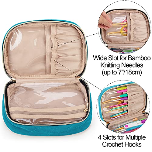 Yarwo Crochet Hook Case, Travel Organizer Bag for Crochet Hooks, Aluminum Crochet Hooks, and Crochet Supplies, Teal (Bag Only) - Image 2