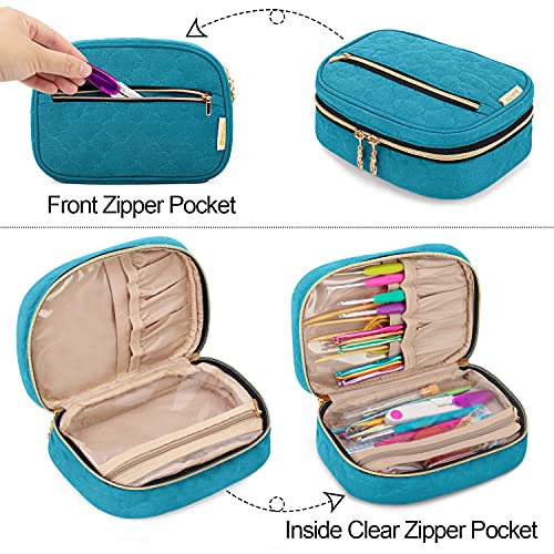 Yarwo Crochet Hook Case, Travel Organizer Bag for Crochet Hooks, Aluminum Crochet Hooks, and Crochet Supplies, Teal (Bag Only) - Image 3