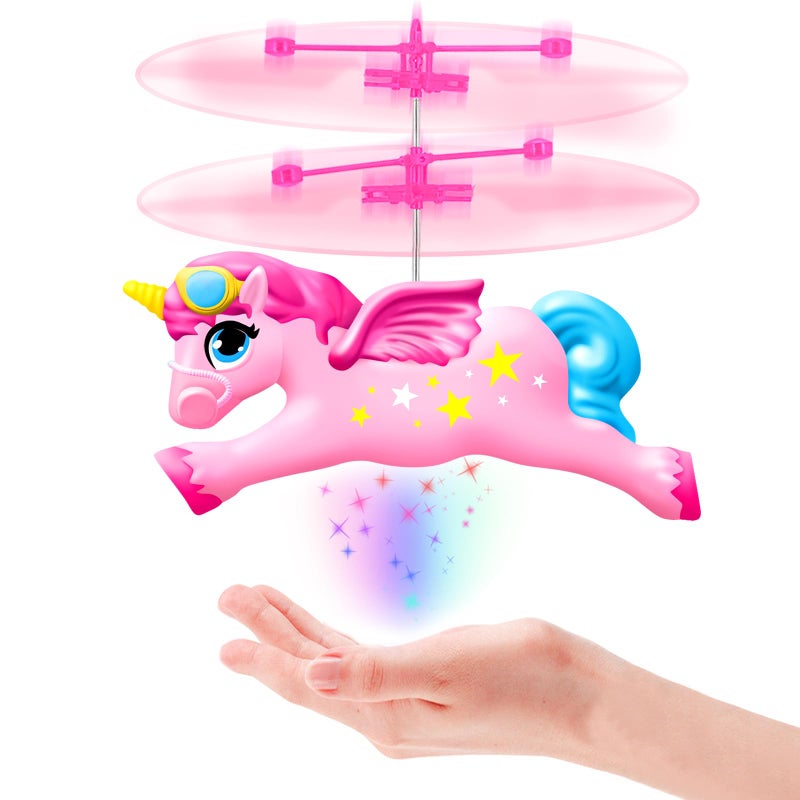 Ynanimery Flying Unicorn Flying Fairy Toys for Girls Unicorn Toys for Girls Age 6 7 8 9 Teens Birthday Magic Flying Ball Helicopter Drone Fairy Toy with LED Light for Kids Indoor Play - Image 3