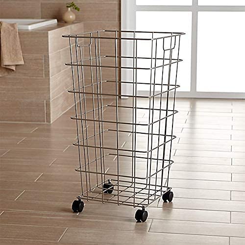 INDIAN DECOR. 3180 Wire Hamper with Wheels/Wire basket on wheels/Stainless steel storage basket with wheels- Chrome(Metal) - Image 2