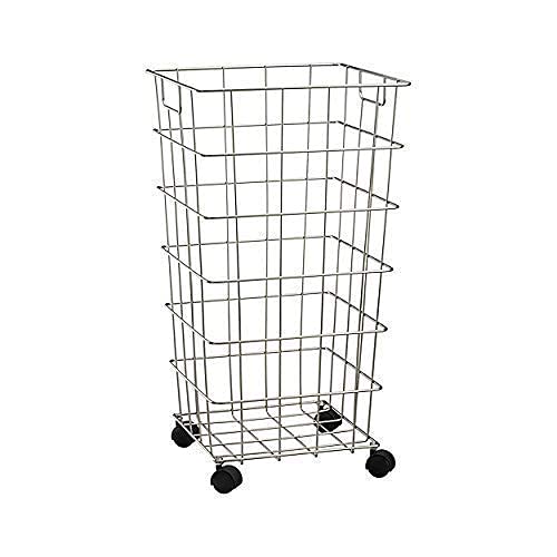 INDIAN DECOR. 3180 Wire Hamper with Wheels/Wire basket on wheels/Stainless steel storage basket with wheels- Chrome(Metal) - Image 1