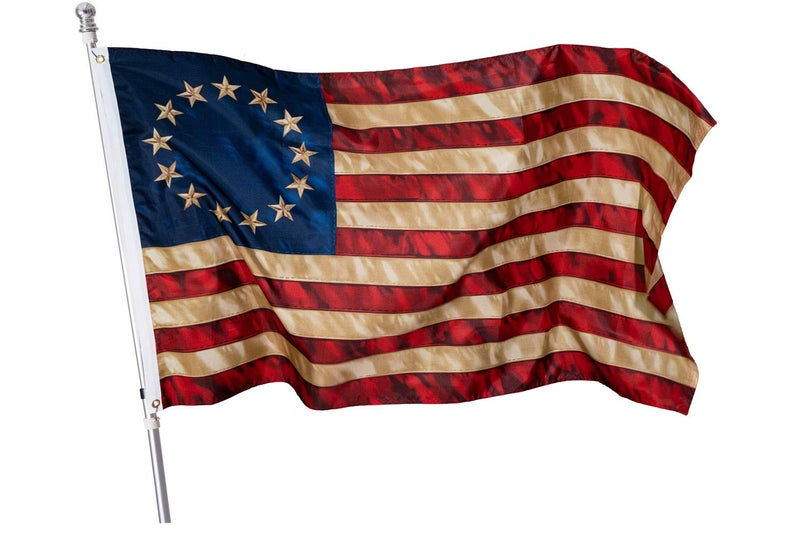 Homissor Tea Stained American Flag 13 Stars 3x5 Outdoor- Betsy Ross Flag 13 Colonies Primitive Vintage US USA Flags Banner Heavy Duty (Tea Printed Star Flag) - Image 1