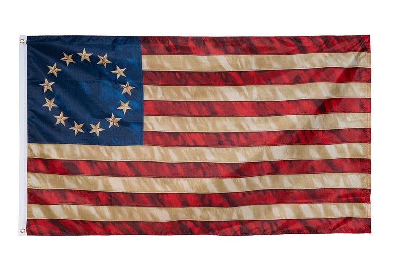 Homissor Tea Stained American Flag 13 Stars 3x5 Outdoor- Betsy Ross Flag 13 Colonies Primitive Vintage US USA Flags Banner Heavy Duty (Tea Printed Star Flag) - Image 2
