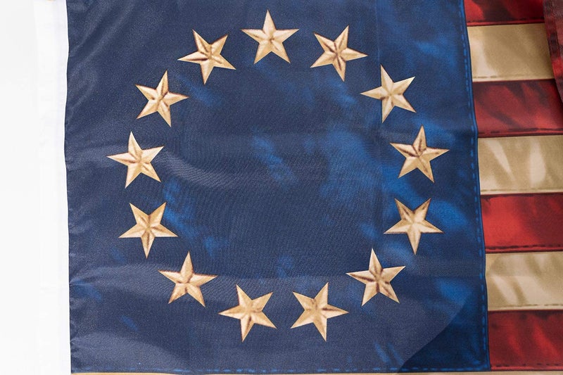 Homissor Tea Stained American Flag 13 Stars 3x5 Outdoor- Betsy Ross Flag 13 Colonies Primitive Vintage US USA Flags Banner Heavy Duty (Tea Printed Star Flag) - Image 3