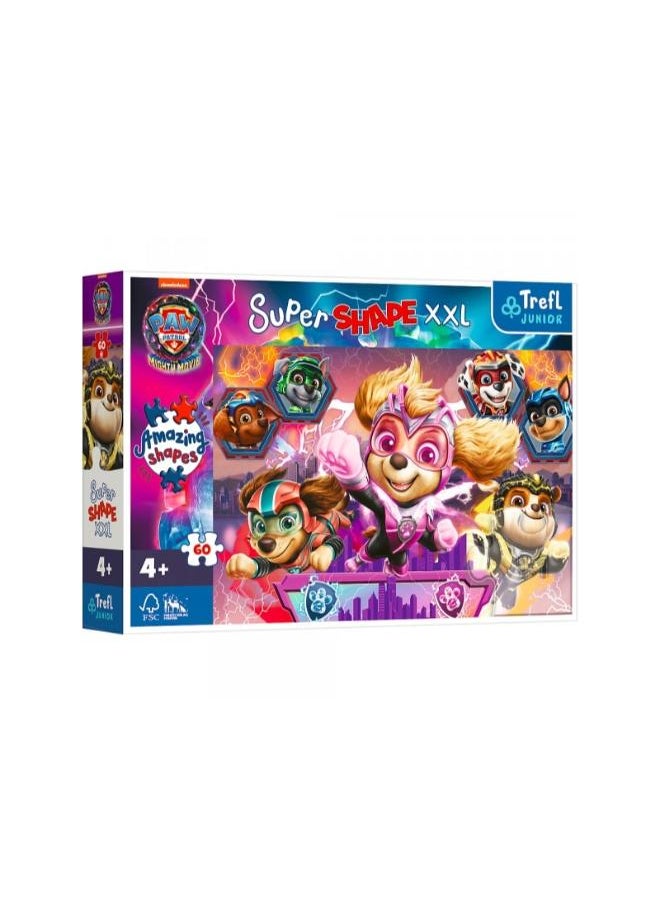 Trefl Trefl Puzzles - "60 XXL Super Shape" - Happy doggies / Viacom PAW PATROL: THE MIGHTY MOVIE 2023_FSC MIX 70% 