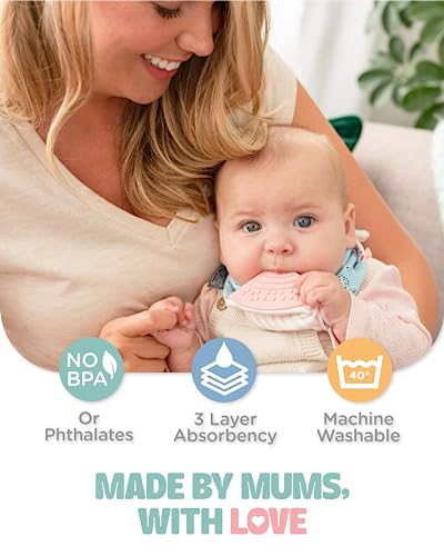 Cheeky Chompers 2-in-1 Baby Dribble Bib With Soft Silicone Teether, Reversible Bandana Style, Innovative Dimple Design Soothes Gums, 3-Layer Absorbency (Panda Pals Neckerchew) - Image 5