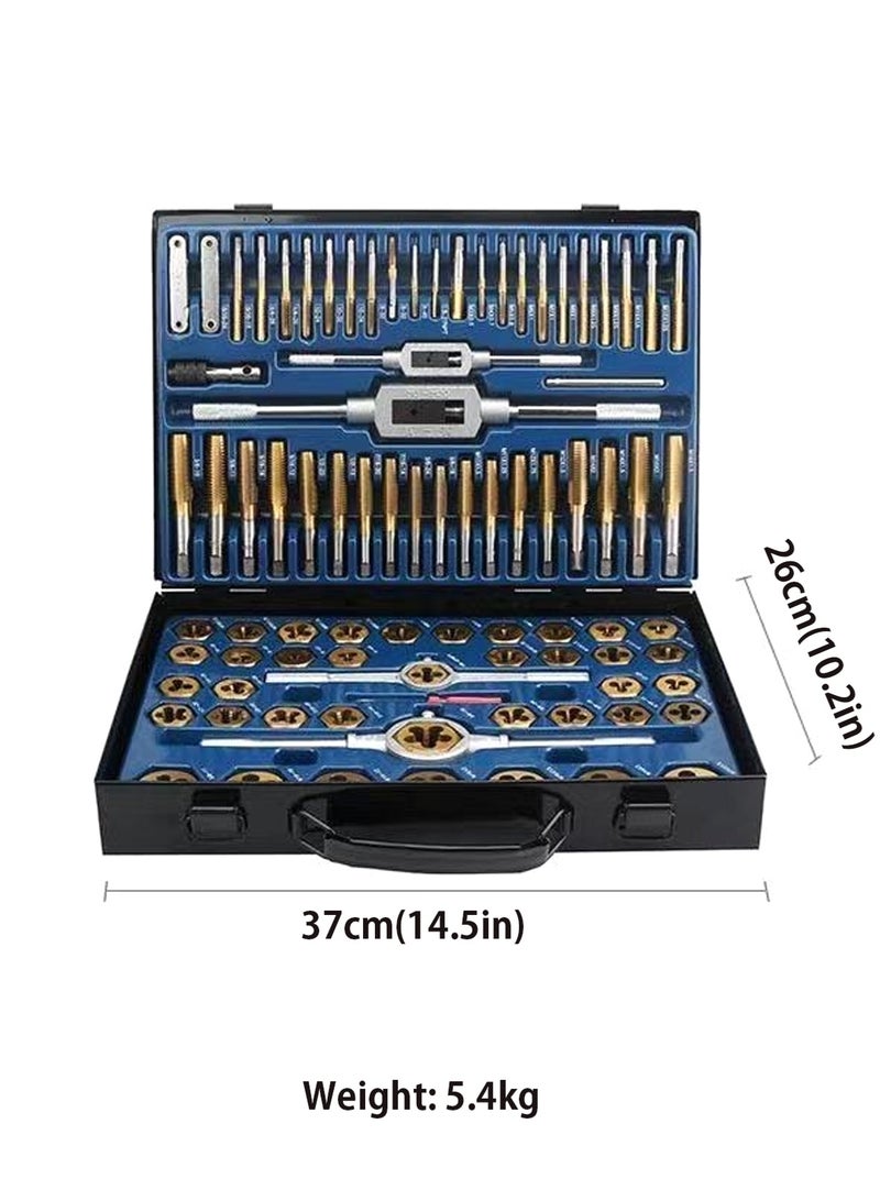 LOOPITYS Tap and Die Set in SAE and Metric 86pcs , Dental thread repair tap wrench,Titanium Coated Steel Tap Set and Die Tool Set for Homeowners Mechanics and Craftsmen Metric and Standard Internal and External Threading ﻿ - Image 4