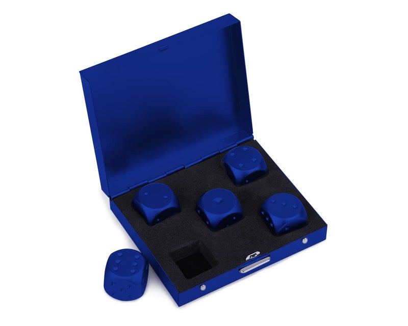 DS.DISTINCTIVE STYLE Aluminum Alloy Dice 5 Pieces 16mm Portable Metal Dices with Case 6 Sided Dice for Party Game - Image 1