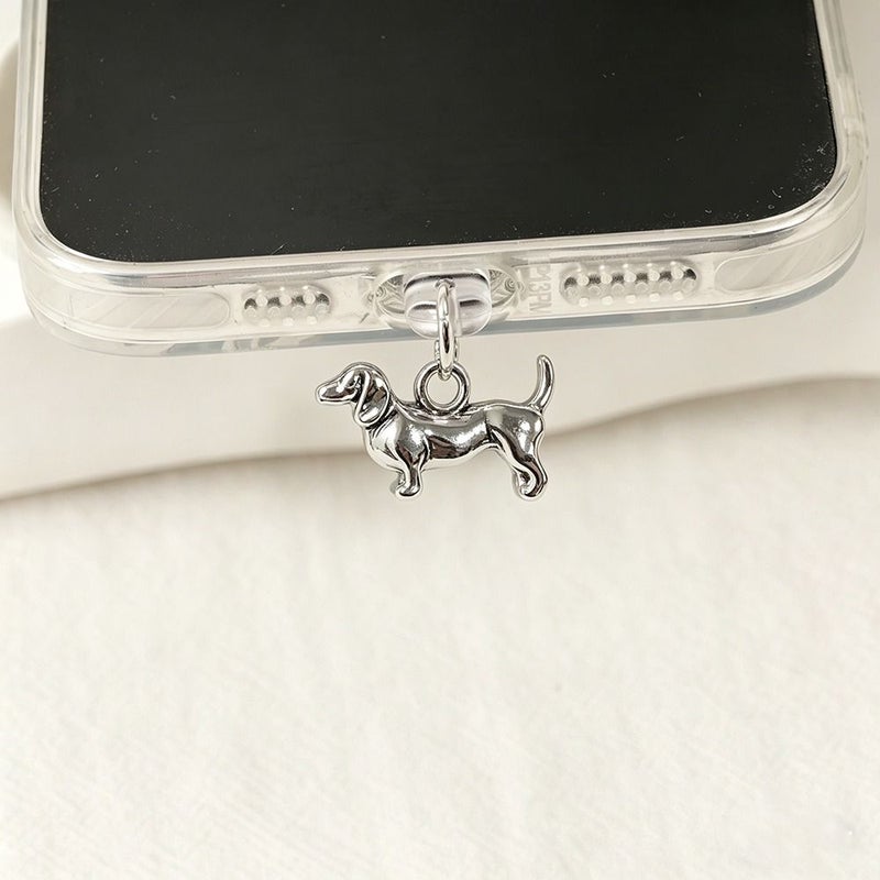 Adorable Dachshund Dog Phone Dust Stopper in Silvery Color - Image 4