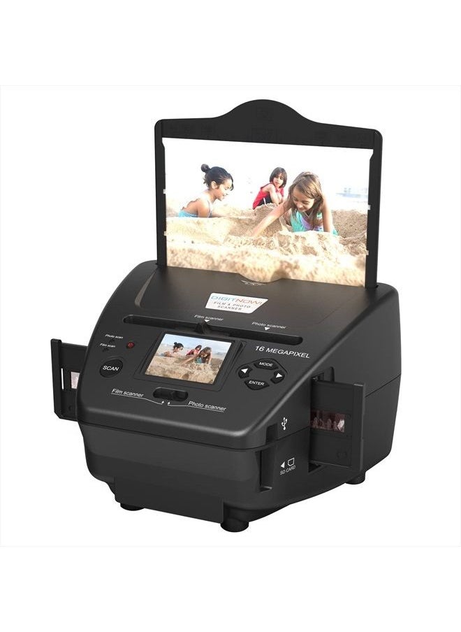 DIGITNOW - Film & Photo Scanner,4-in-1 Film Scanner, with 2.4" LCD Screen Converts 35mm/135 Slides & Negatives Film, Photo, Business Card for Saving to 16MP Digital Images,8GB Memory Card Included - Image 1