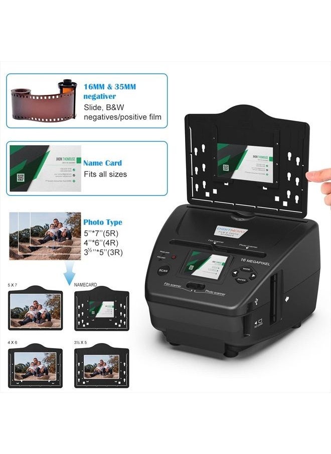 DIGITNOW - Film & Photo Scanner,4-in-1 Film Scanner, with 2.4" LCD Screen Converts 35mm/135 Slides & Negatives Film, Photo, Business Card for Saving to 16MP Digital Images,8GB Memory Card Included - Image 1