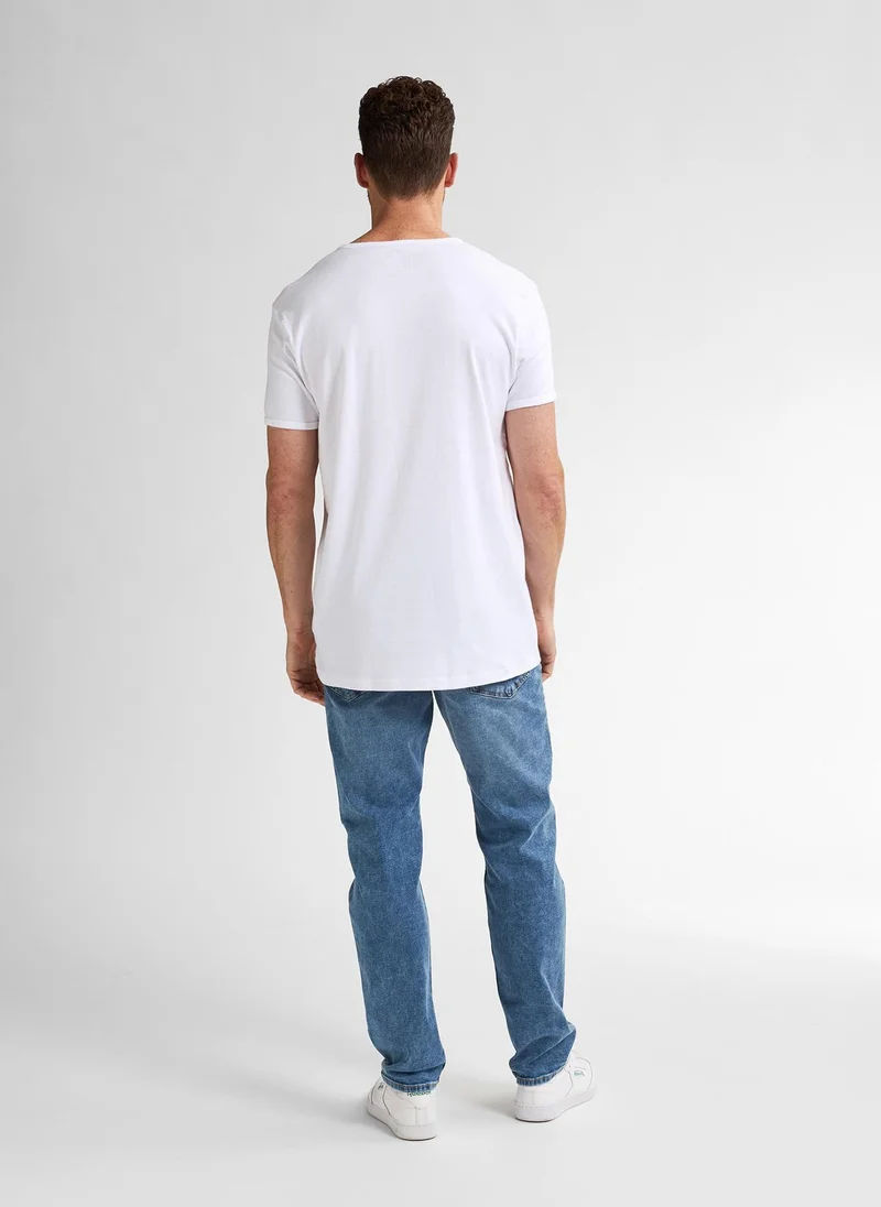 Petrol Industries Bright White Men T-Shirt Body Fit SS for Men | Best Price UAE