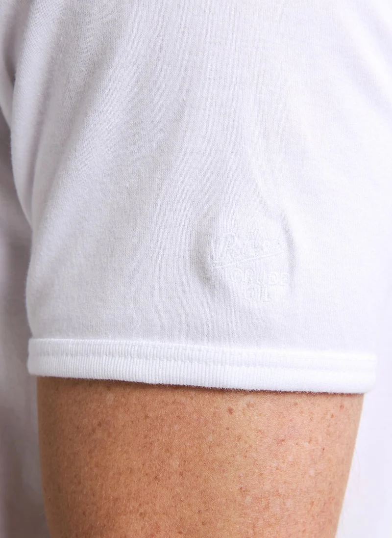 Petrol Industries Bright White Men T-Shirt Body Fit SS for Men | Best Price UAE