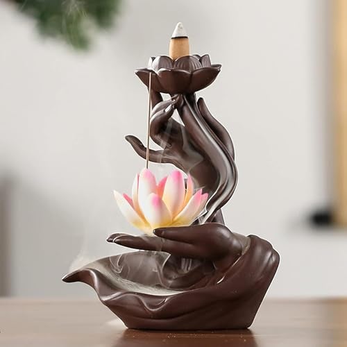 Ekhasa Ceramic Agarbatti Stand Backflow Smoke Fountain for Home Decor with Ash Catcher | Incense Stick Holder Agarbati Stand | Back Flow Cone Incense Holder Wave Smoke Dhoop Stand Fountain Waterfall - Image 2