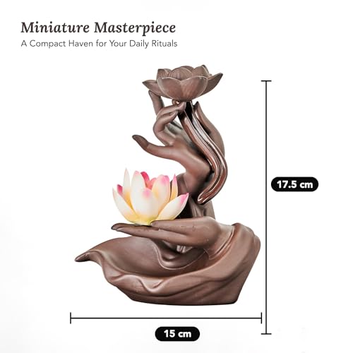 Ekhasa Ceramic Agarbatti Stand Backflow Smoke Fountain for Home Decor with Ash Catcher | Incense Stick Holder Agarbati Stand | Back Flow Cone Incense Holder Wave Smoke Dhoop Stand Fountain Waterfall - Image 3