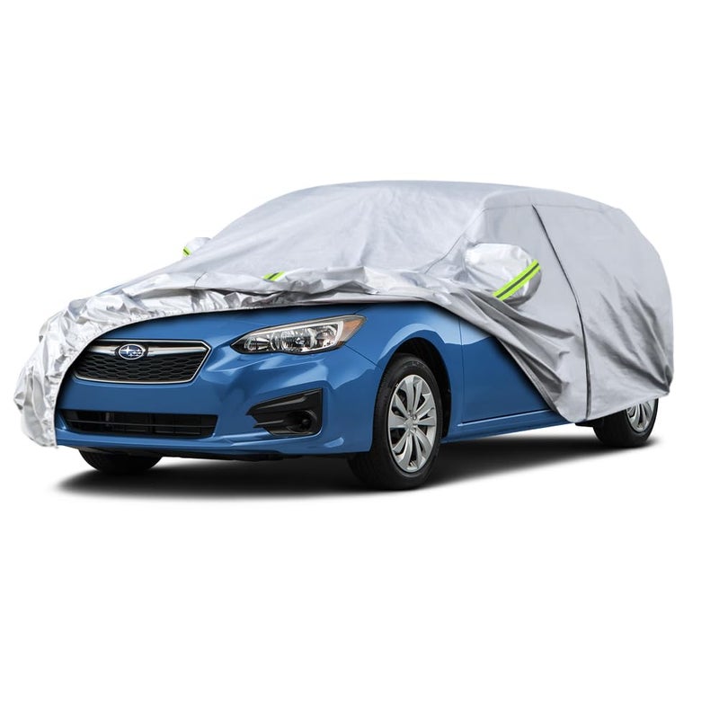Kaugung 6 Layers Car Cover Custom Fit Subaru Impreza Hatchback from 1992 to 2025 Waterproof Car Cover All Weather for Automobiles Outdoor Indoor with Zipper Door Sun Rain Dust Snow Protection