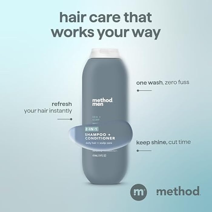 Method Men 2-in-1 Shampoo + Conditioner, Sea + Surf, 14 Ounces (Pack of 3) - Image 4