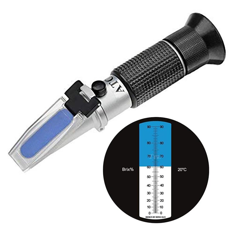 TRZ Refractometer 0-90% Brix Hand held Refractometer to Determine The Sugar Content of Honey Vegetable Oil Syrup Molasses with ATC Function - Image 1