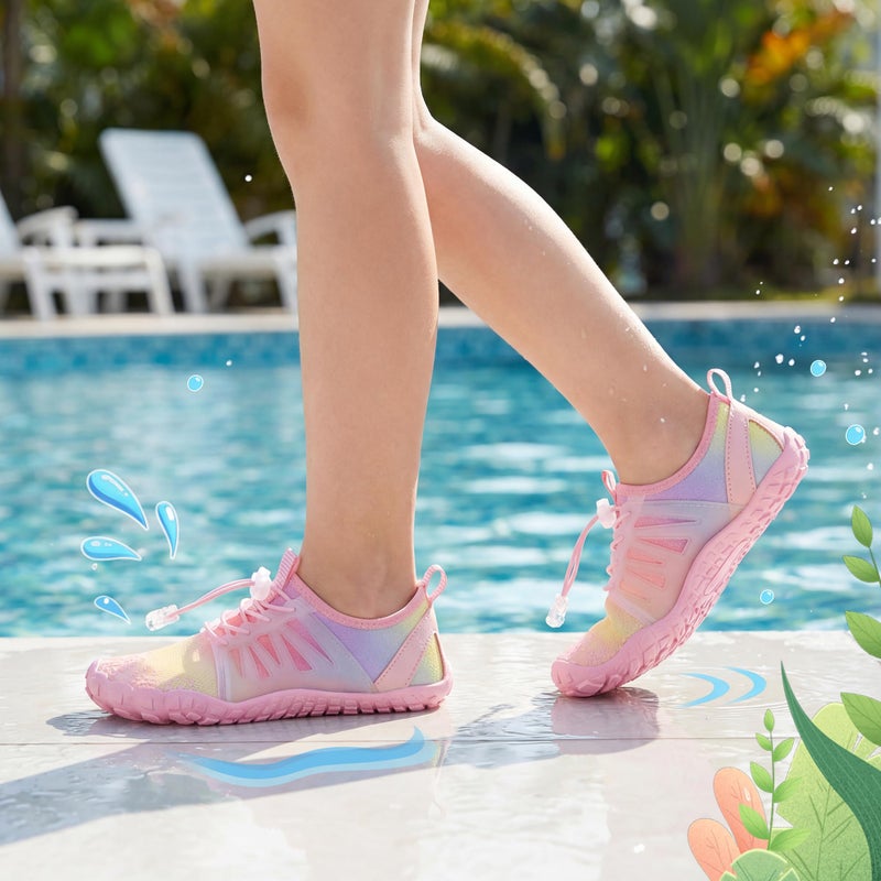 Stelle Kids Water Shoes for Girls Boys Swim Beach Hiking Pool Non-Slip Shoes Barefoots for Toddler/Little/Big Kidsï¼ˆRainbowï¼Œ13MLï¼‰ - Image 2