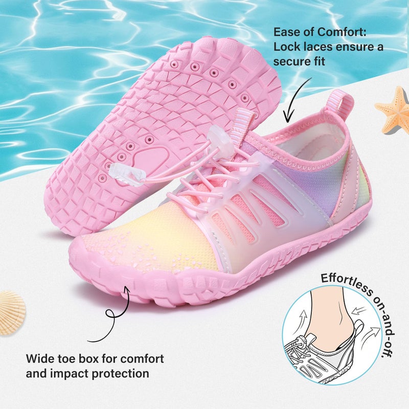 Stelle Kids Water Shoes for Girls Boys Swim Beach Hiking Pool Non-Slip Shoes Barefoots for Toddler/Little/Big Kidsï¼ˆRainbowï¼Œ13MLï¼‰ - Image 4
