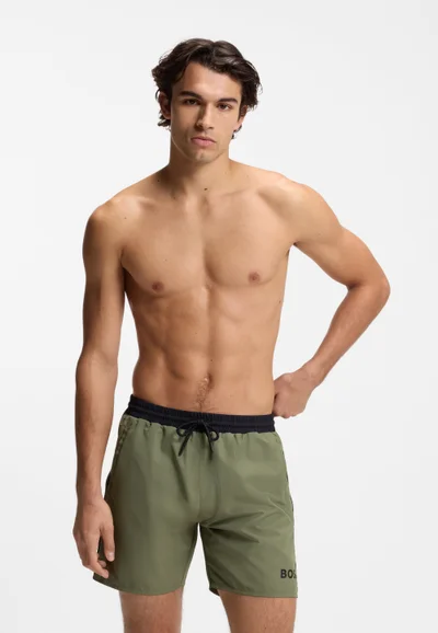 BOSS Swim shorts with contrast logo and piping
