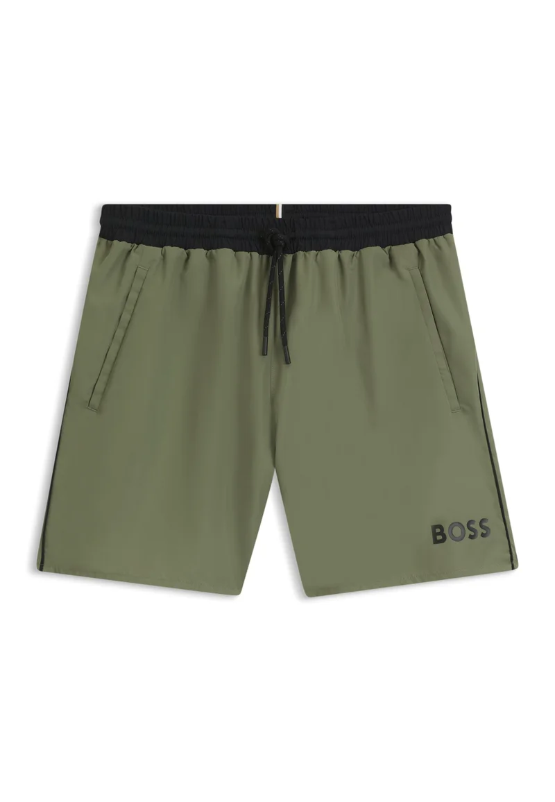 BOSS Open Green Swim shorts with contrast logo and piping for Men | Best Price UAE