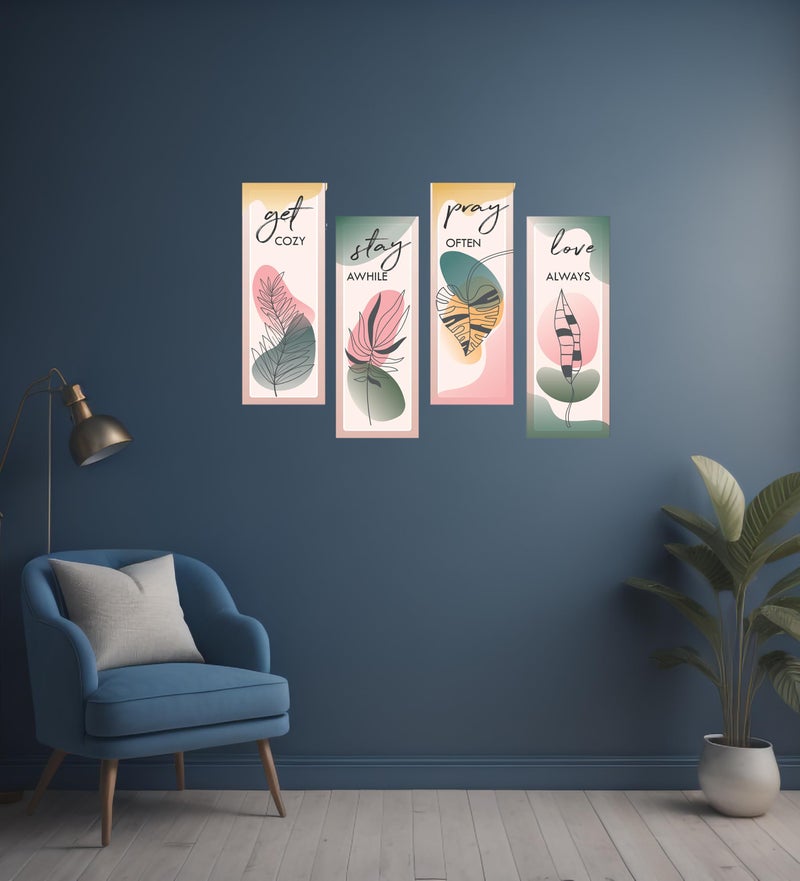 Kachi Pencil Wall Decor for Living Room-Wall Hangings for Home Decoration Wall Art- Rigid Eco-Friendly Recycled Board-Double Tape wall decor, Beige, 4 Pieces WHANG-17 - Image 4