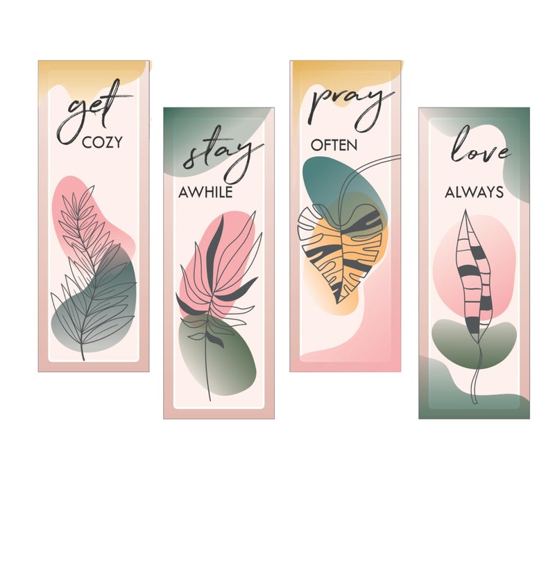 Kachi Pencil Wall Decor for Living Room-Wall Hangings for Home Decoration Wall Art- Rigid Eco-Friendly Recycled Board-Double Tape wall decor, Beige, 4 Pieces WHANG-17 - Image 1