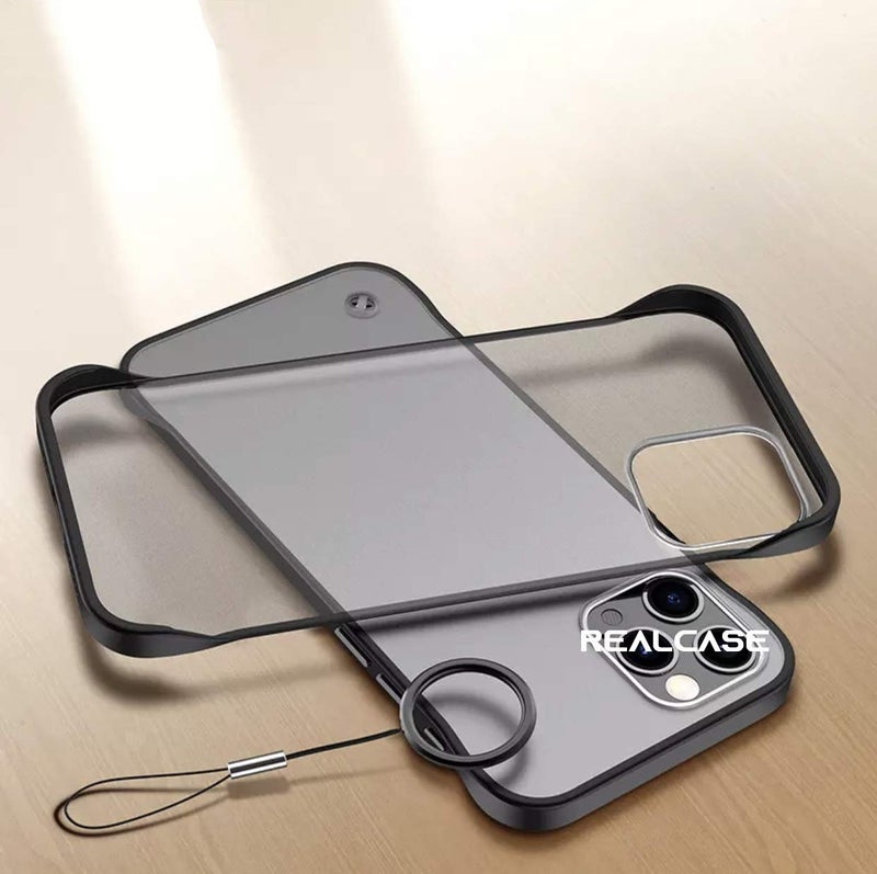 REALCASE iPhone 13 Pro Back Cover, Frameless TPU Bumper Cover Case Designed for iPhone 13 Pro 6.1 (F-Black) - Image 1