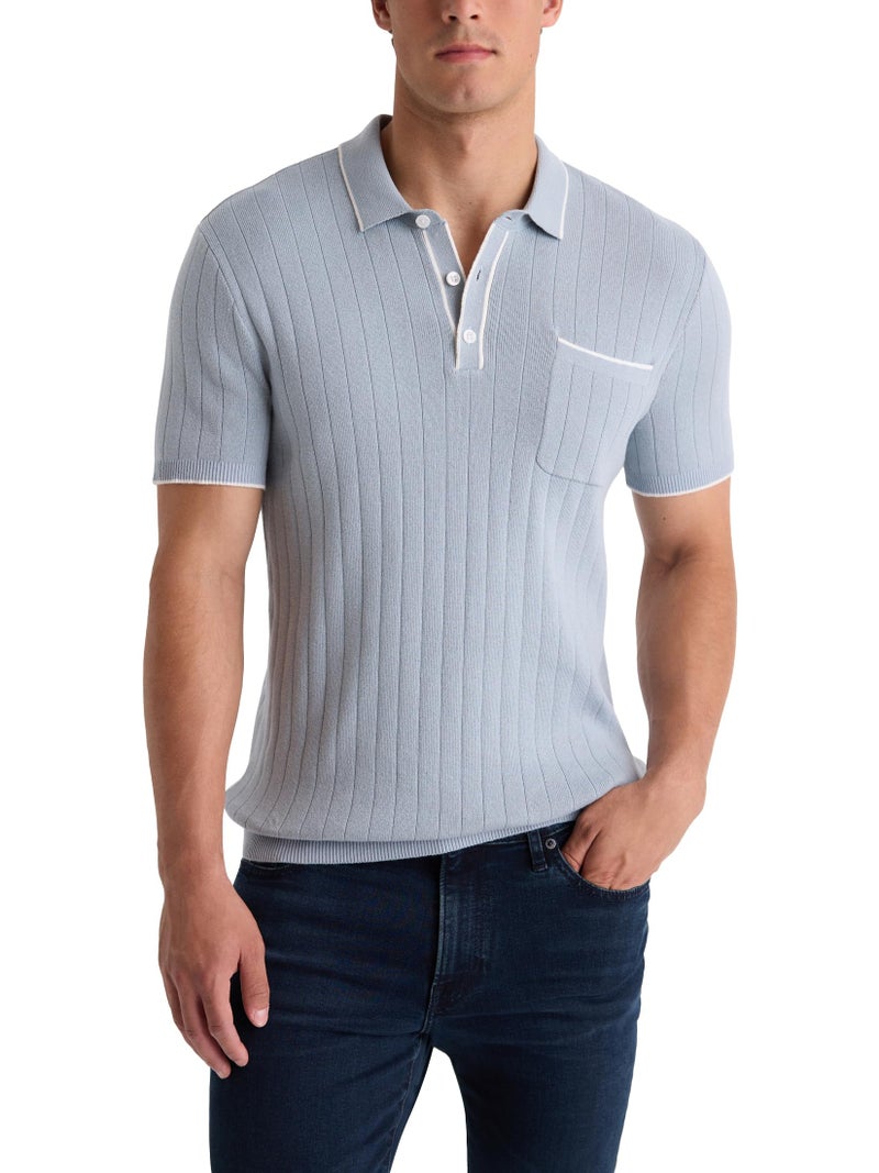 EXPRESS Menâ€™s Sweater Polo â€“ Modern Prep Short Sleeve Cotton Knit with Tipped Collar, Casual Workwear - Image 1