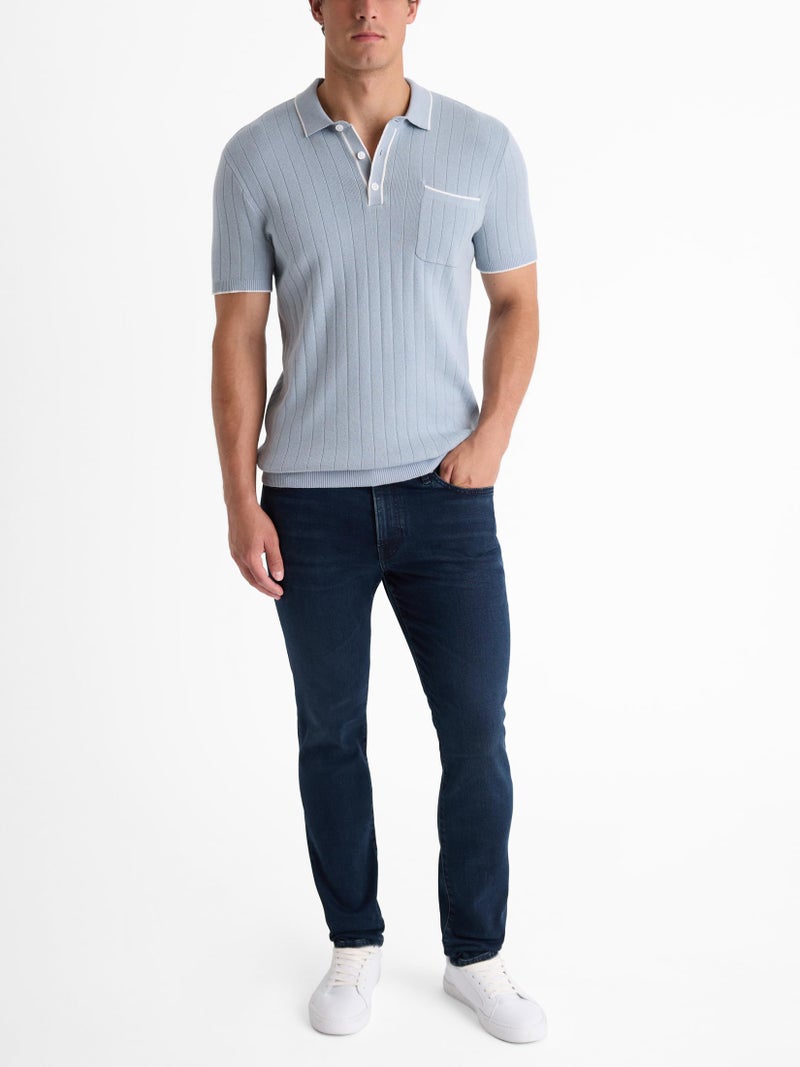 EXPRESS Menâ€™s Sweater Polo â€“ Modern Prep Short Sleeve Cotton Knit with Tipped Collar, Casual Workwear - Image 4
