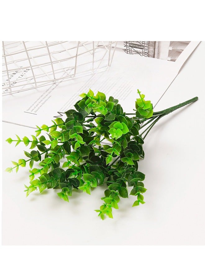 Warme 2 Pack 7 Branches Green Artificial Plants  Faux Greenery Vine Outdoor UV Resistant Plastic Plants Wall Accessories Garden Bushes Home Decor - Image 2