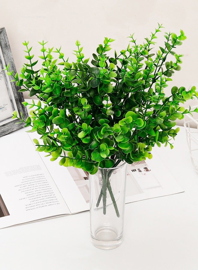 Warme 2 Pack 7 Branches Green Artificial Plants  Faux Greenery Vine Outdoor UV Resistant Plastic Plants Wall Accessories Garden Bushes Home Decor - Image 4
