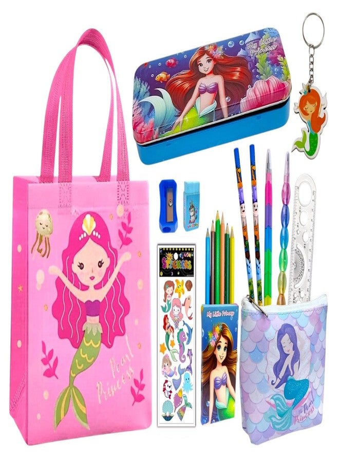 Tera13 TERA 13 Mermaid Stationery Gift, School Stationery Set for Girls (Pack of 5 Items) Return Gifts Stationery Kit, Mermaid Stationery for Girls, Stationery Items Birthday Gift Stationery for Girls/Kids - Image 1
