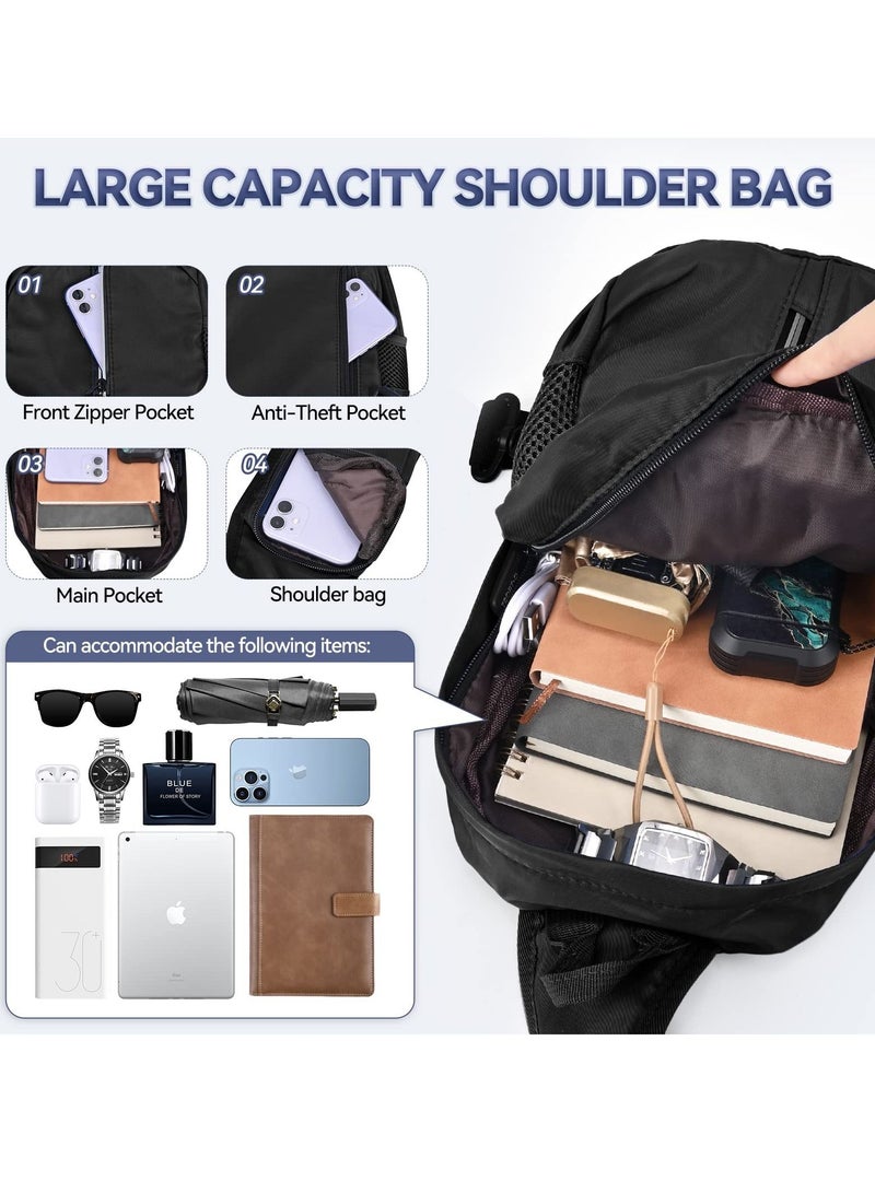 Suntown حقائب كتف للرجال، حقيبة صدر حقيبة كروس بودي للرجال/النساء مع منفذ شحن يو إس بي، حقيبة حامل للهاتف المحمول حقيبة ظهر رياضية للرجال والنساء لركوب الدراجات والمشي لمسافات طويلة والتخييم والسفر - Image 4