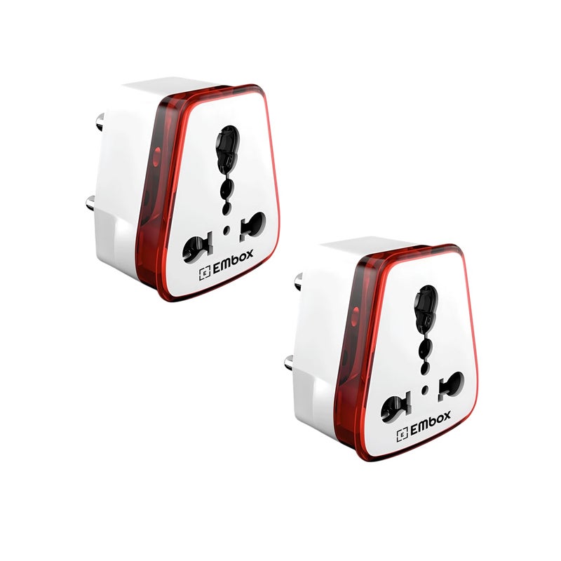 EMBOX Embox Mini 6A to 16A Converter Plug for Geysers AC Refrigerator Microwave Heavy Home Appliances16 amp Socket with 3 Pin Outlets Suitable for All International Plugs Pack of 2  - Image 1