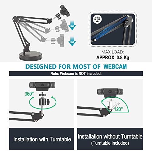 OXENDURE Webcam Stand,Camera Mount 22 Inch Suspension Boom Scissor Arm Stand,for Webcam C925e C922x C922 C930e C930 C920 C615,Hero 8/7/6/5,Ultra/Pro/Pro 2/Pro 3/Brio 4K,DSLR Camera - Image 3