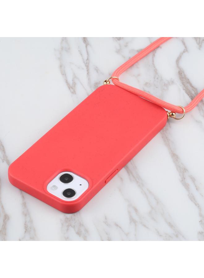 اس-توب جراب لهاتف iPhone 13 مصنوع من مادة قش القمح + جراب مقاوم للصدمات من مادة TPU مع حبل للرقبة - Image 4