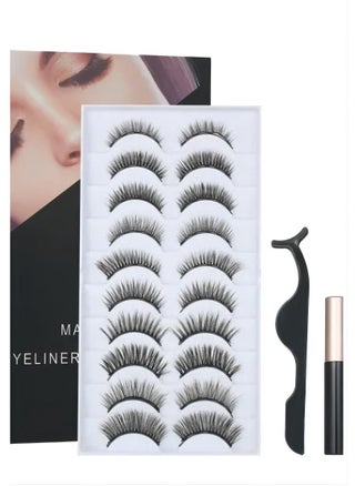 Ten pairs of black magnetic false eyelashes set with 3D false eyelash tweezers and 10ml magnetic liquid eyeliner, makeup tools for eyelash extensions and eye decoration set - pzsku/Z9A6807952B1CDCE0ADA9Z/45/_/1666062880/ff721e52-ba12-495a-9926-826392b2383b