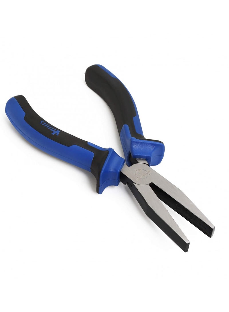VTOOLS 6 Inch Long Flat Nose Pliers Carbon Steel & Black Polished Finish Extra strength Anti-Slip Handles Used for Cutting Clamping Pinching - Image 1