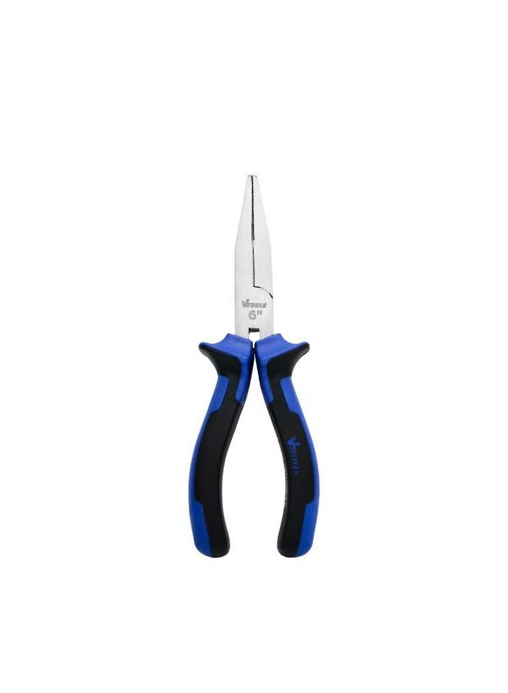 VTOOLS 6 Inch Long Flat Nose Pliers Carbon Steel & Black Polished Finish Extra strength Anti-Slip Handles Used for Cutting Clamping Pinching - Image 2