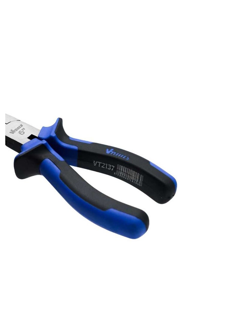 VTOOLS 6 Inch Long Flat Nose Pliers Carbon Steel & Black Polished Finish Extra strength Anti-Slip Handles Used for Cutting Clamping Pinching - Image 4