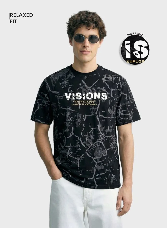 ذا انديان كراج كو Men Relaxed Fit Printed Crew Neck Half Sleeves T-Shirt