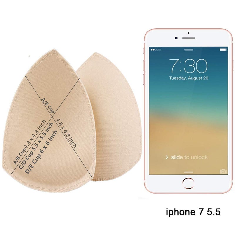 SERMICLE Bra Pad Inserts 4 Pairs, Bra Pads Sewn Padded for Sports Bra A/B or C/D Cup Beige or Black Optional (C/D Cup, Beige) - Image 5