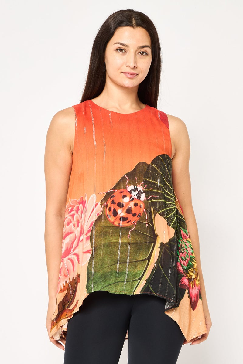 DESIGUAL Women Round Neck Sleeveless Graphic Print Tank Top, Multicolor - Image 1