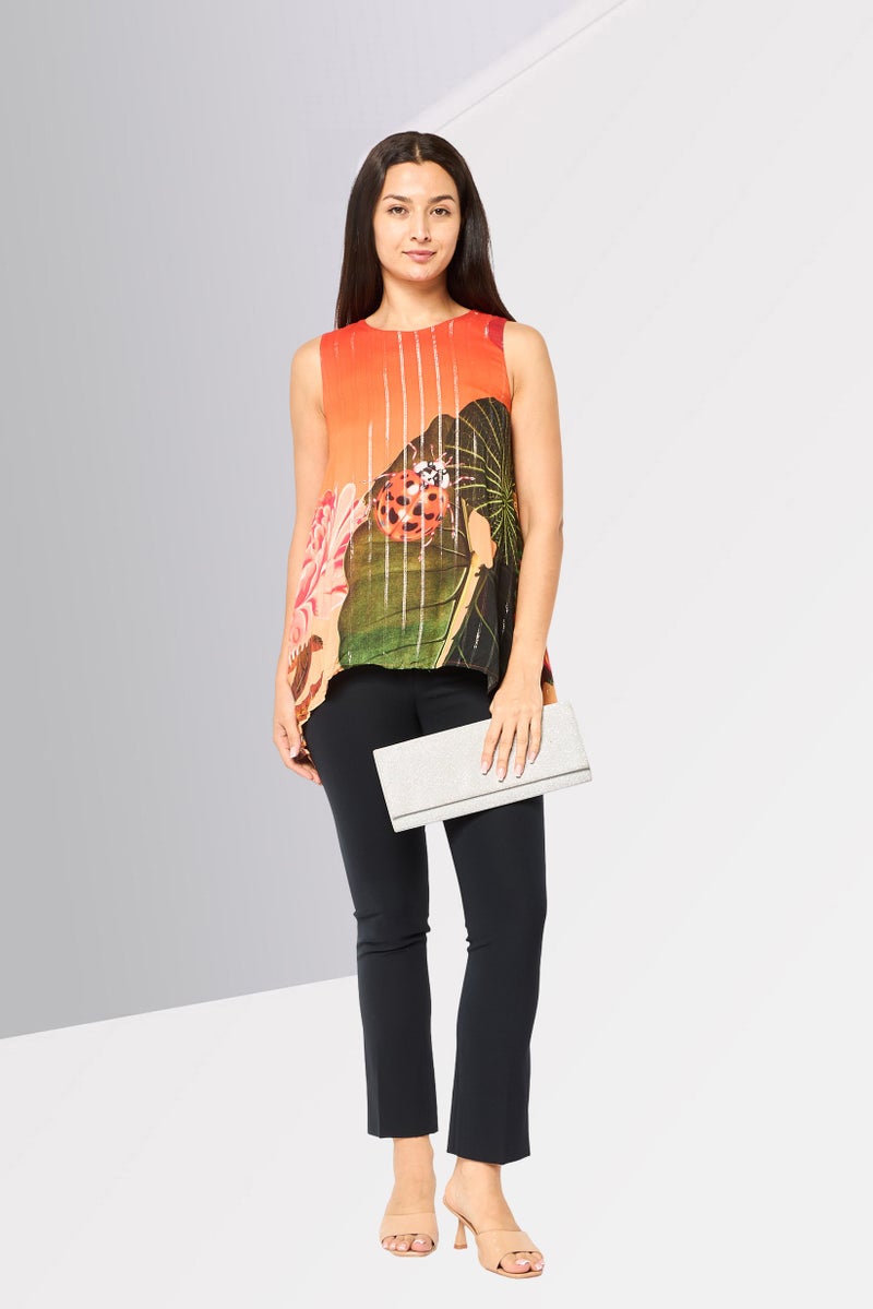 DESIGUAL Women Round Neck Sleeveless Graphic Print Tank Top, Multicolor - Image 2