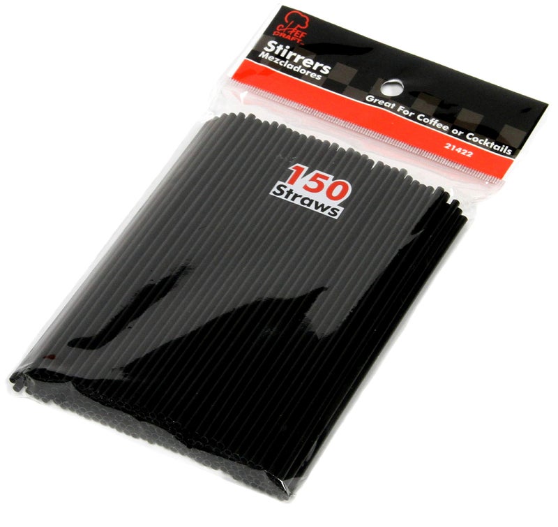 Chef Craft Chef Craft Select Plastic Cocktail or Coffee Stirrer Straws, 5 inch 150 piece set, Black  - Image 5