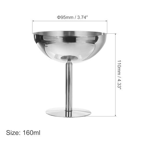 uxcell Stainless Steel Martini Cocktail Glasses, 1Pcs 450ml/16 OZ Unbreakable Martini Glasses, Metal Shatter Proof For Wedding, Parties, Gift，Silver - Image 2