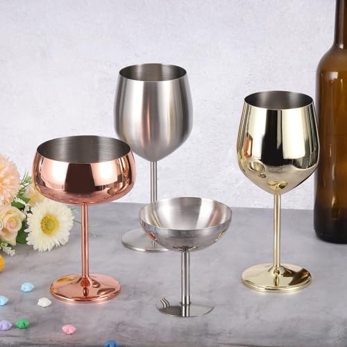 uxcell Stainless Steel Martini Cocktail Glasses, 1Pcs 450ml/16 OZ Unbreakable Martini Glasses, Metal Shatter Proof For Wedding, Parties, Gift，Silver - Image 4